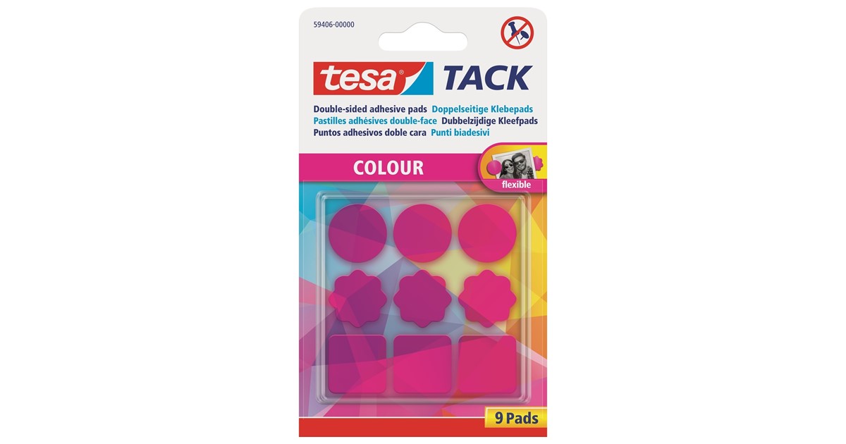 tesa 59406-00000 - TACK Doppelseitige Klebepads, pink