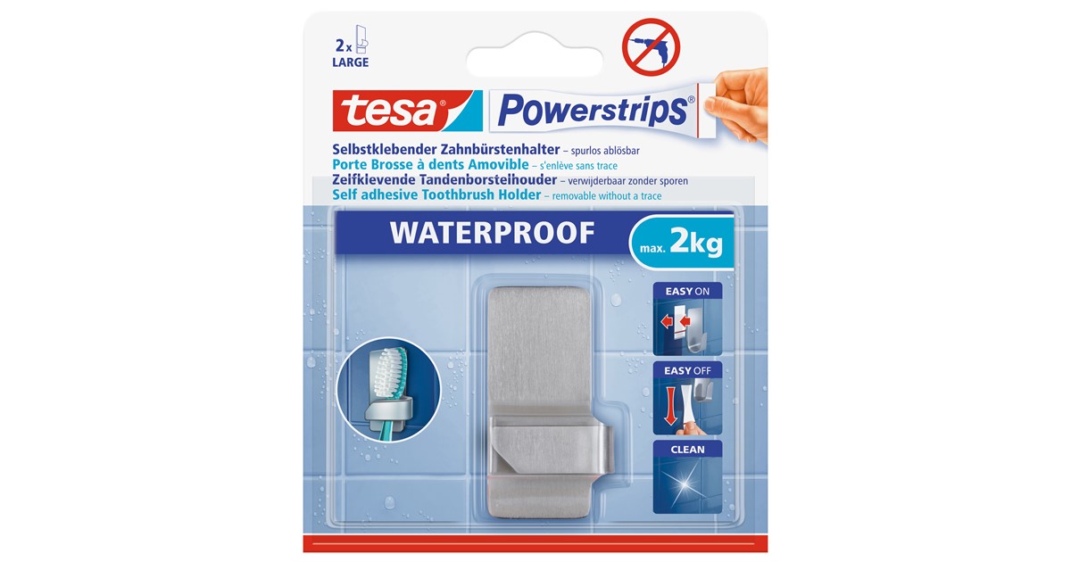 Gancio Adesivo Tesa Powerstrips - Per Bagno, Fino A 2kg - Impermeabile - Foto 7