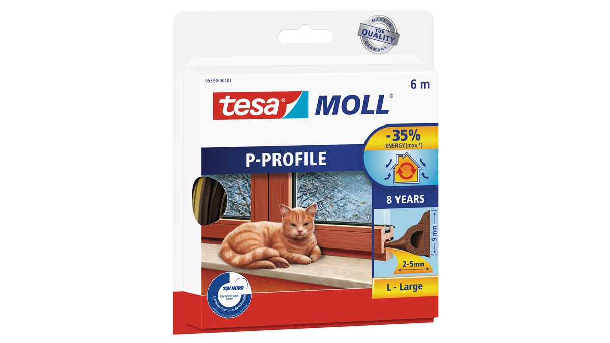 Fensterdichtung P-Profil - 10 M Braune Gummidichtung Selbstklebend, 9x5,5 Mm