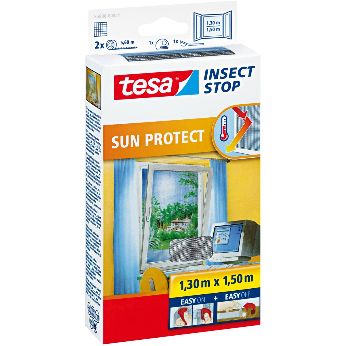 tesa 55806-00021 - Fliegengitter Insect Stop Klett SUN PROTECT für
