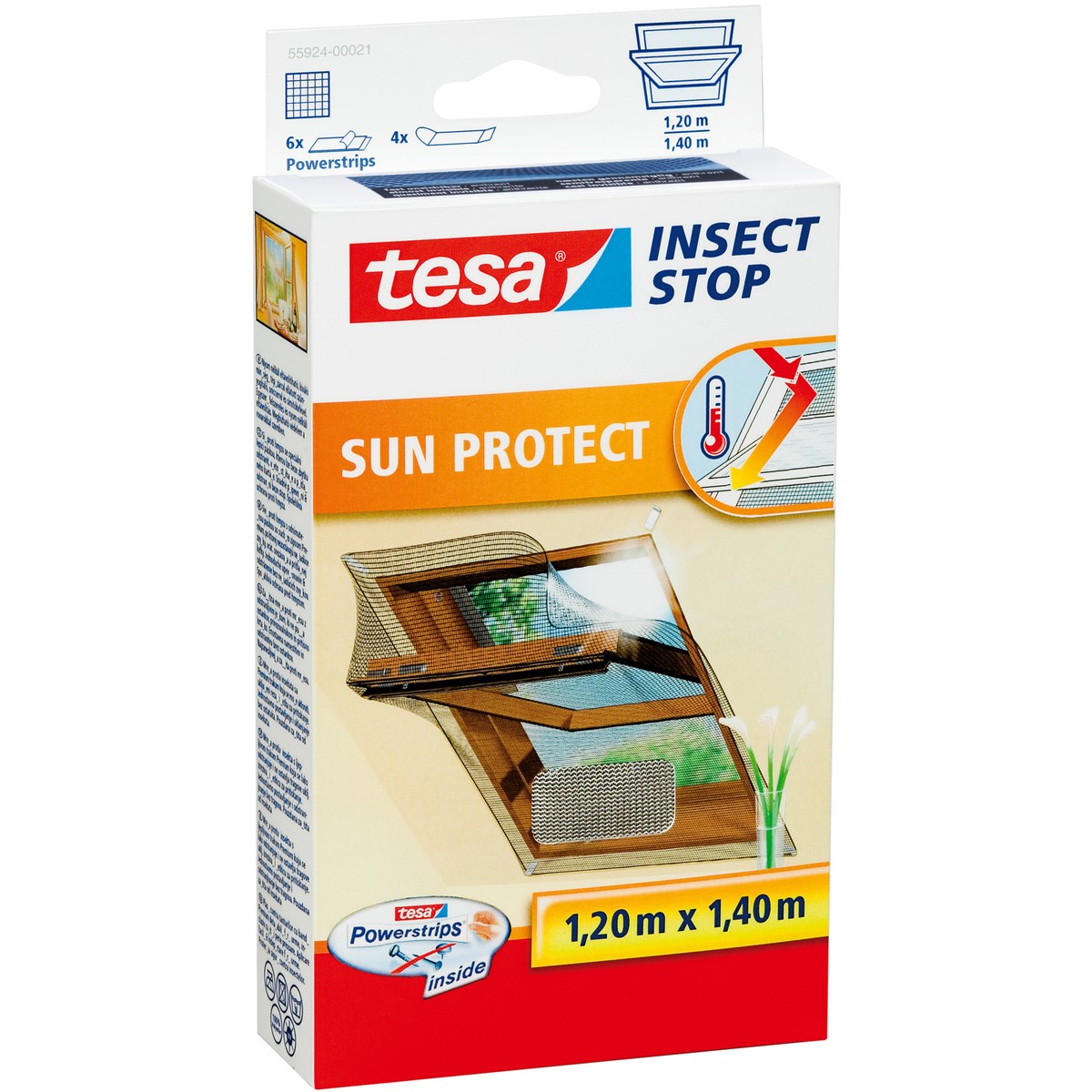 tesa 55924-00021 - Fliegengitter Insect Stop Klett SUN PROTECT für  Dachfenster, 1,2m x 1,4m, anthrazit-metallic