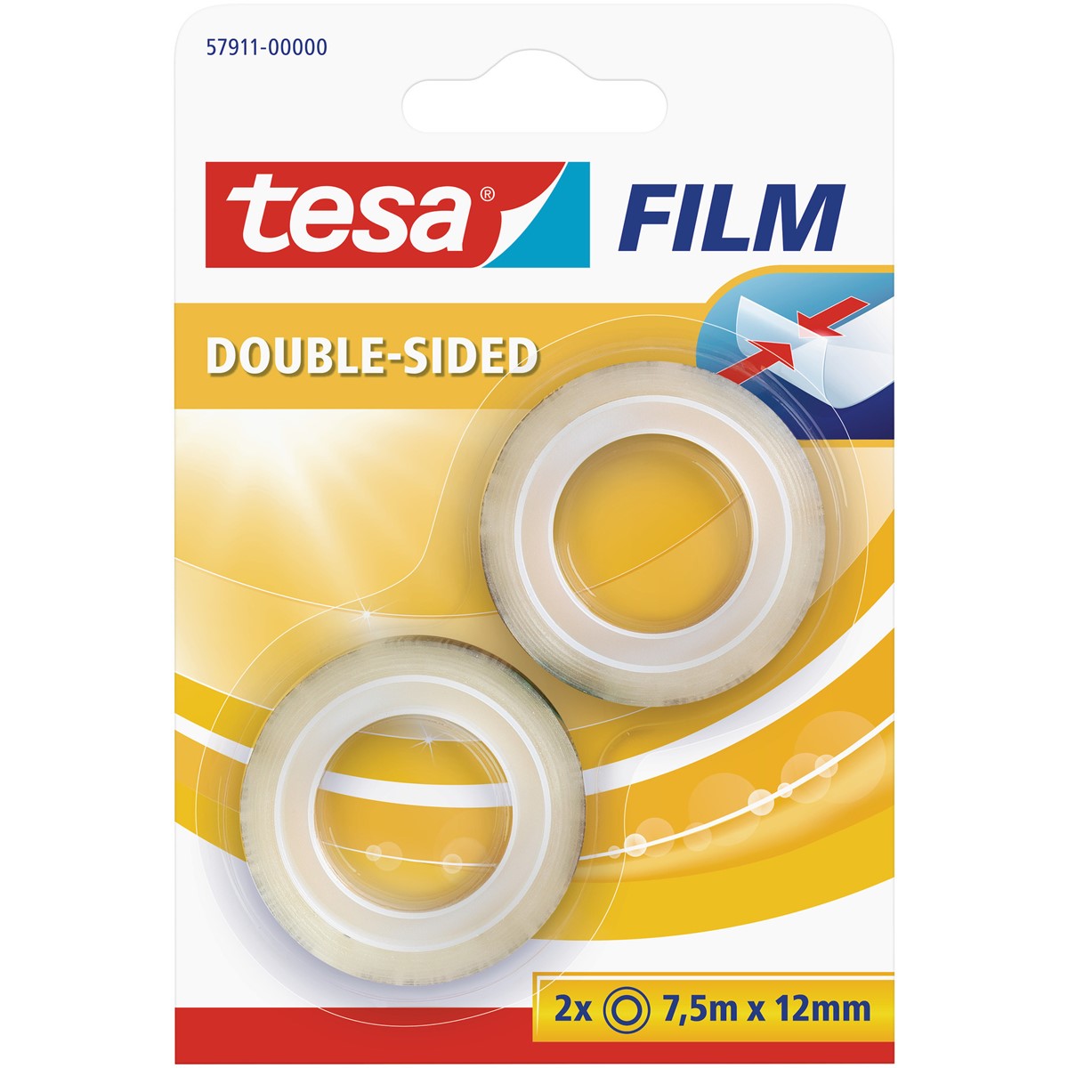 tesa 57911-00000 - tesafilm doppelseitig klebend, 7,5 m x 12 mm, 2er Pack