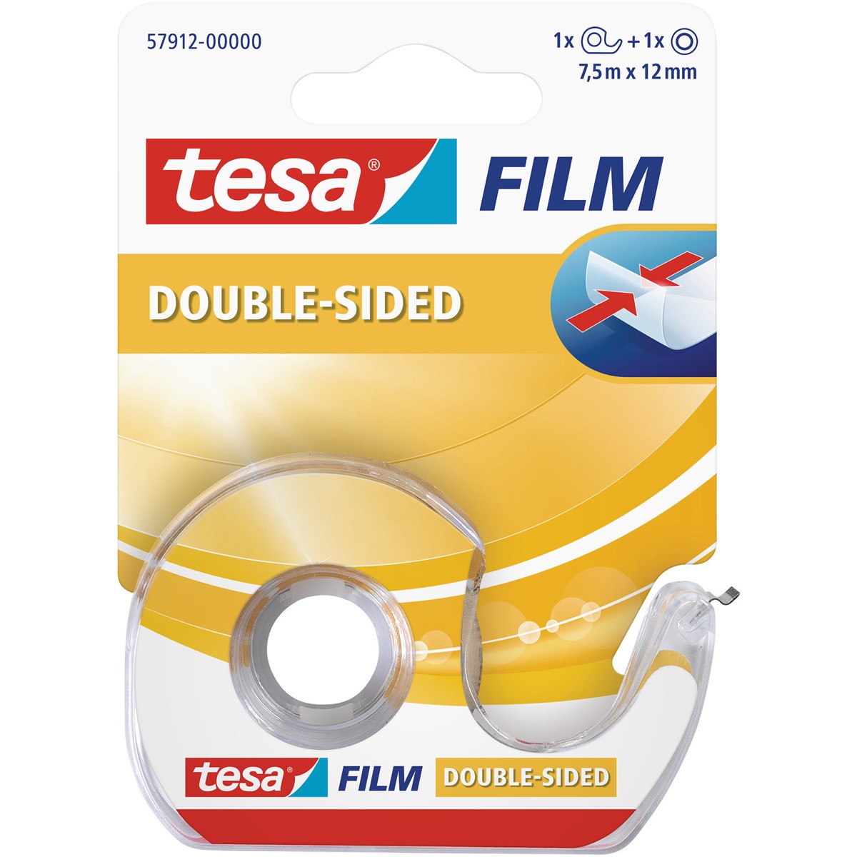 tesa 57912-00000 - tesafilm doppelseitig klebend, 7,5 m x 12 mm +  Handabroller