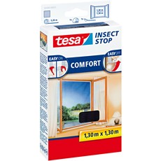 tesa Fliegengitter Insect Stop Klett COMFORT für Fenster, 1,30m x 1,30m, anthrazit