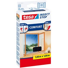tesa Fliegengitter Insect Stop Klett COMFORT für Fenster, 1,00m x 1,00m, anthrazit