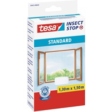 tesa Fliegengitter Insect Stop Klett STANDARD für Fenster, 1,30m x 1,50m, weiß