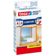 tesa Fliegengitter Insect Stop Klett COMFORT für bodentiefe Fenster, 1,20m x 2,40m, weiß