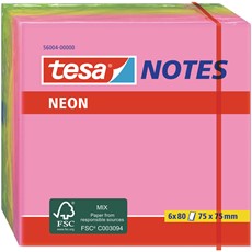 tesa Neon Notes, pink, gelb, grün, 75 mm x 75 mm