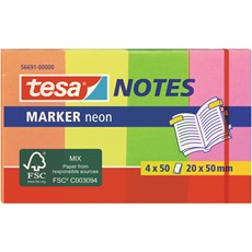 tesa Marker Notes neon, pink, gelb, grün, orange, 20 mm x 50 mm