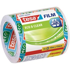 tesafilm Eco & Clear, 10 m x 15 mm, 3er Pack
