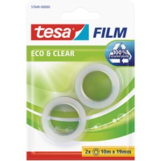 tesafilm Eco & Clear, 10 m x 19 mm, 2er Pack