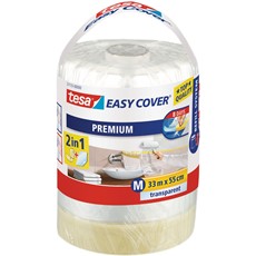 tesa Abdeckfolie Easy Cover Premium M, 33m x 55cm, Nachfüllrolle, transparent/beige