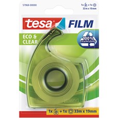 tesafilm Eco & Clear, 33 m x 19 mm + Handabroller