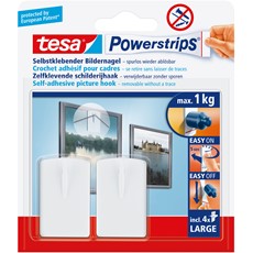 tesa Powerstrips Bilder-Nagel, weiß, max. 1kg, 2er Pack