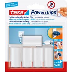 tesa Powerstrips Kabel-Clip, max. 8mm, weiß, 5er Pack