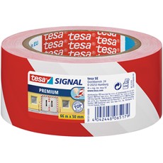 tesa Signal Premium Markierungsklebeband, rot-weiß, 66m x 50mm