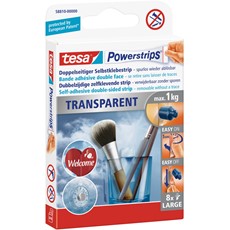 tesa Powerstrips - 8 Transparent Strips Large, transparent, max. 1kg