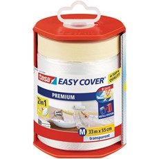 tesa Abdeckfolie Easy Cover Premium M, 33m x 55cm, mit Abroller, transparent/beige