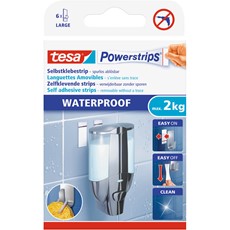 tesa Powerstrips - 6 Waterproof Strips Large, weiß, max. 2 kg