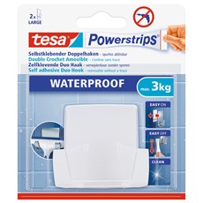 tesa Powerstrips Waterproof Kunststoff Duohaken Wave, weiß, max. 3 kg