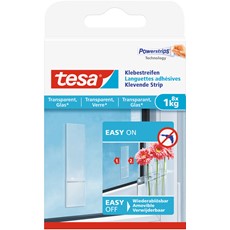 tesa Powerstrips - 8 Klebestreifen für transparente Oberflächen und Glas, max. 1kg