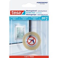 tesa Powerbond Montageband für transparente Oberflächen und Glas, 1,5m x 19mm