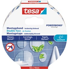 tesa Powerbond Montageband für Fliesen und Metall, 5m x 19mm