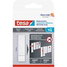 tesa Powerstrips - 6 Klebestreifen für Tapeten und Putz, max 1kg