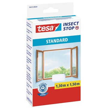 tesa 55672-00020 - Fliegengitter Insect Stop Klett STANDARD für Fenster, 1,30m x 1,50m, weiß