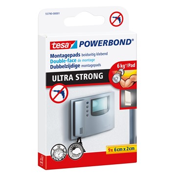 tesa 55790-00001 - Powerbond® ULTRA STRONG Montagepads, 60 mm x 20 mm
