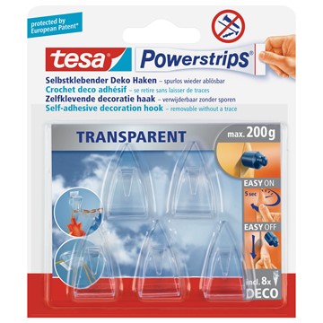 tesa 58900-00013 - Powerstrips® Deco-Haken, transparent