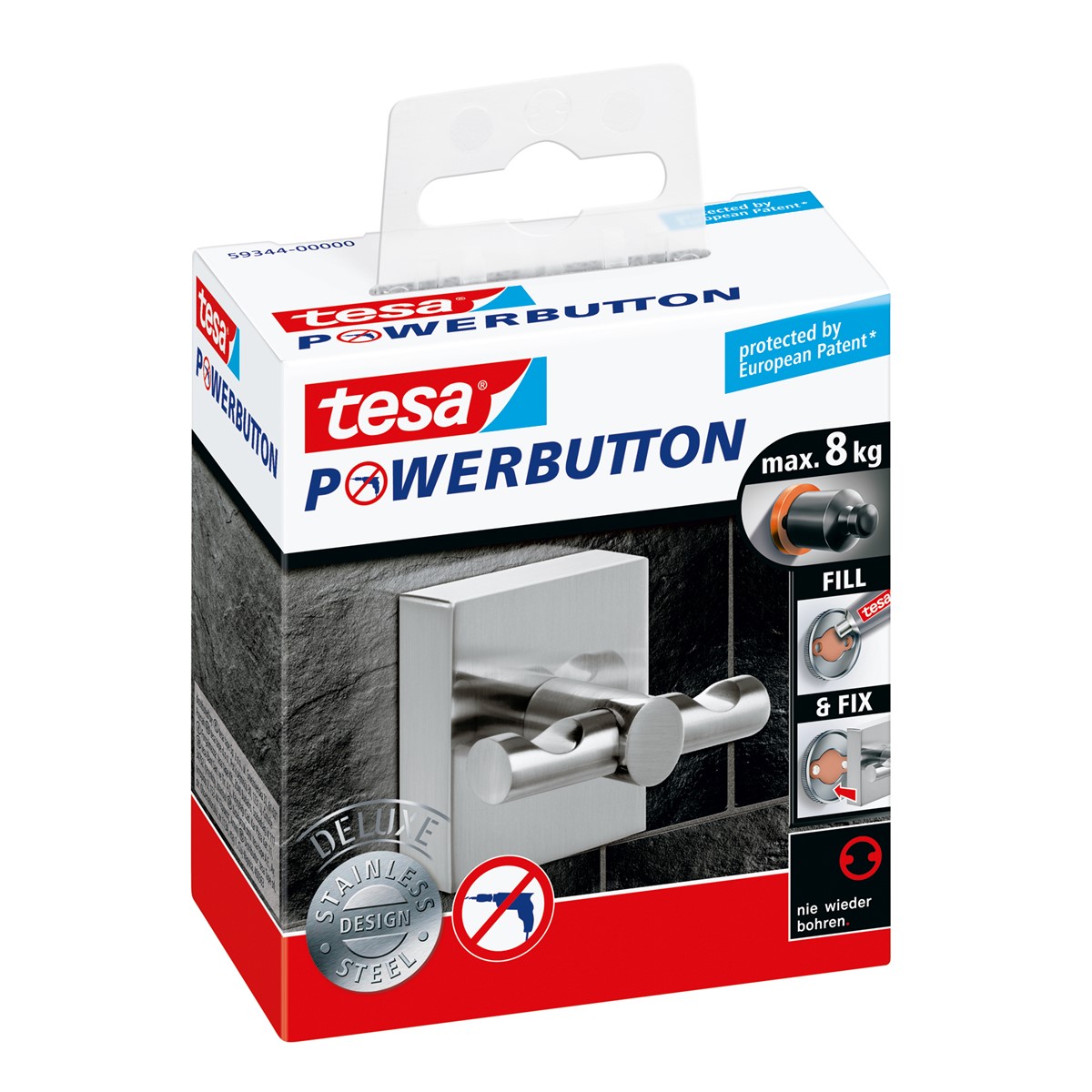 Gancio Autoadesivo Doppio In Metallo Tesa Powerstrips® Zoom Waterproof
