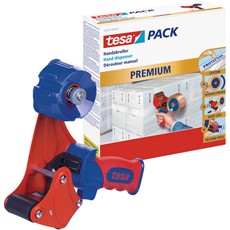 tesapack Premium Handabroller, max. 66m/50mm, rot-blau